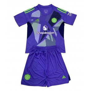 Manchester United Brankářské Dětské Domácí dres komplet 2024-25 Krátký Rukáv (+ trenýrky)